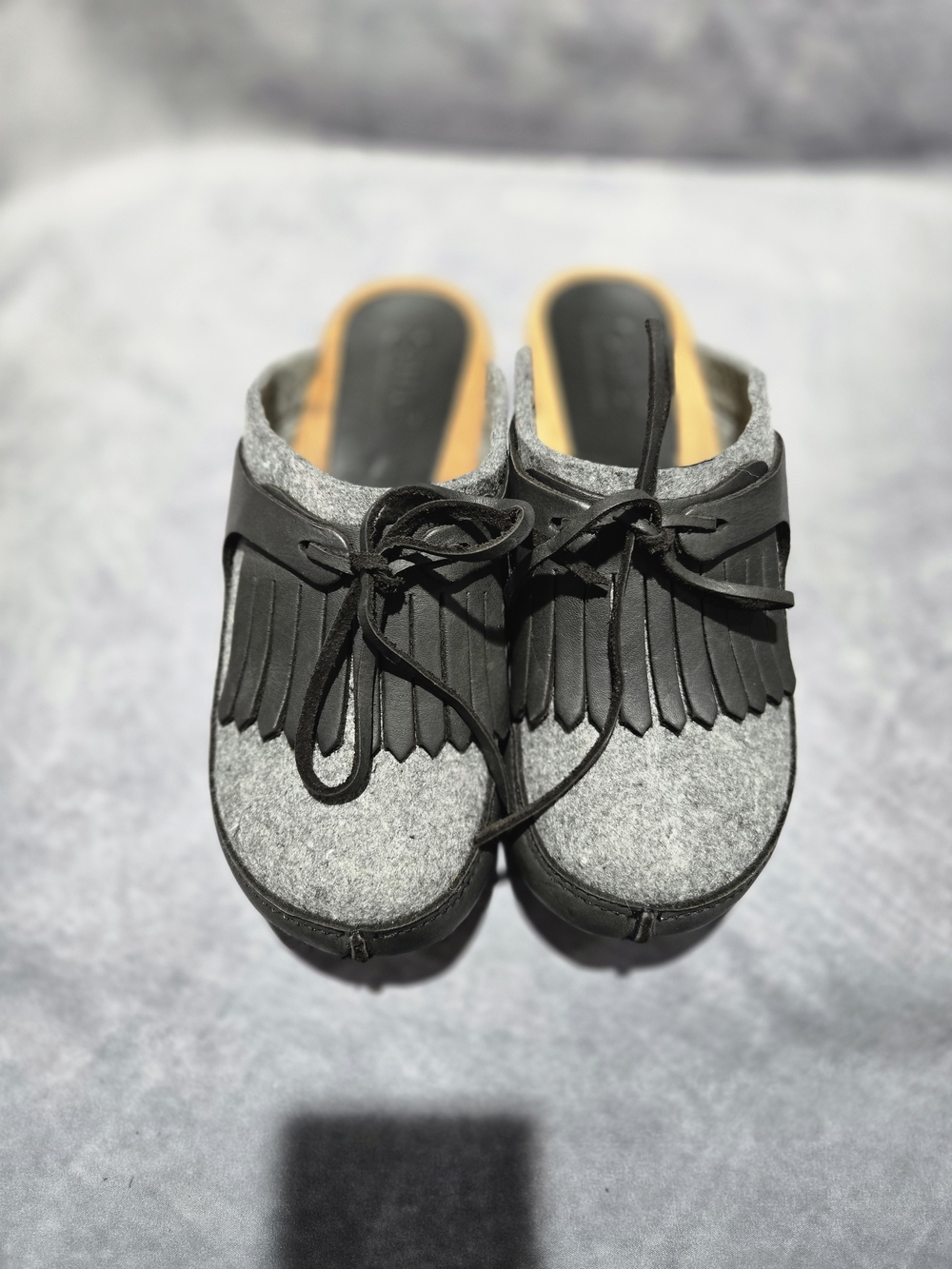 Sanita wool felt kiltie clogs